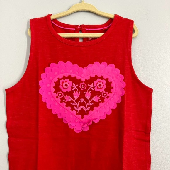 Mini Boden Red Flutter Heart Applique Tank Top size 9-10 years New without tags - Picture 3 of 7